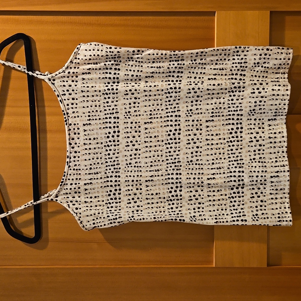 LOFT Navy/Tan and White Patterned Camisole Size: M